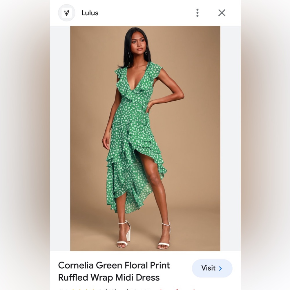 Lulu’s Cornelia Green Floral Print Midi Dress